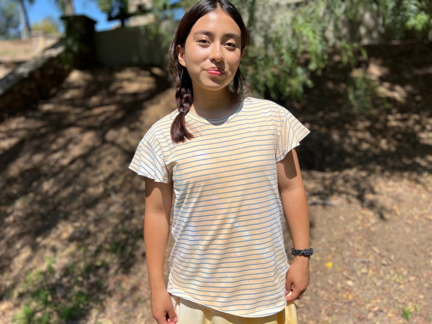 T-shirt with short flair sleeves