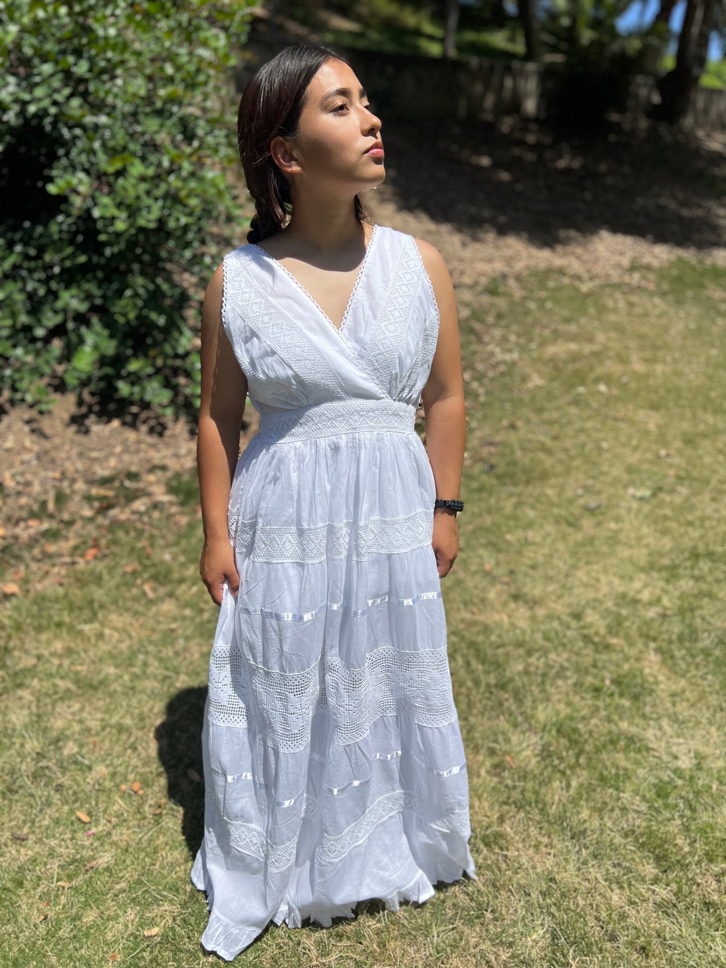 Summer light white cotton dress