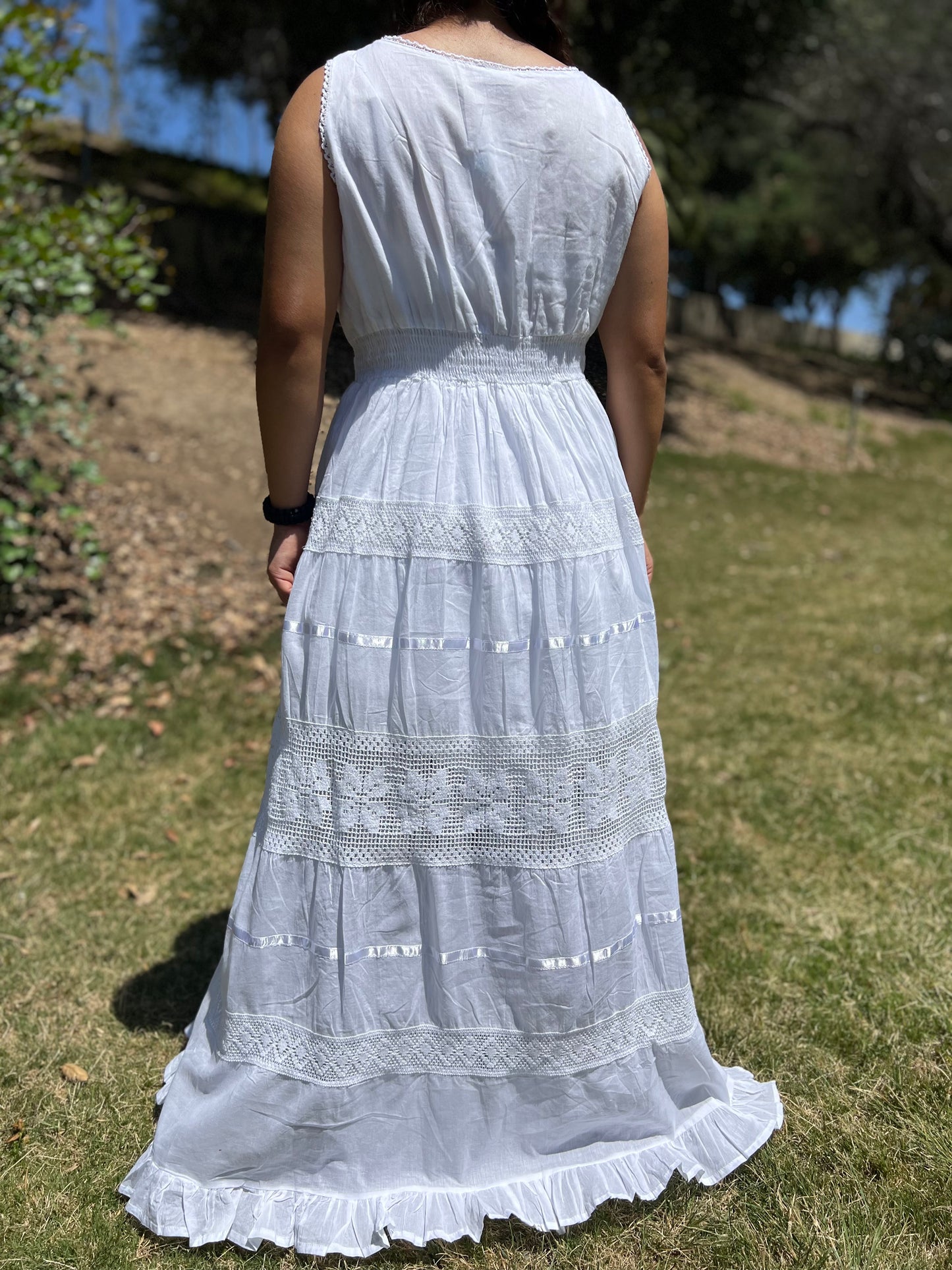 Summer light white cotton dress