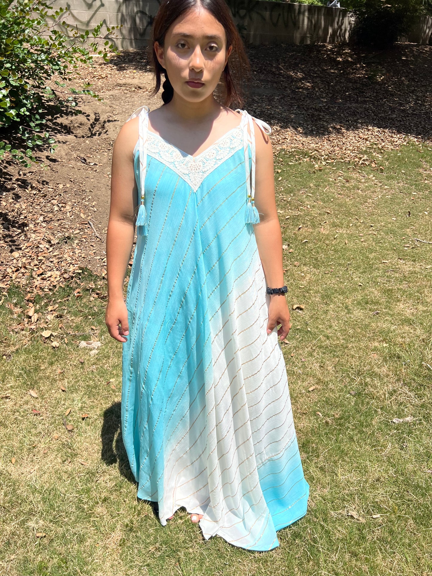 Very light flowing and comfortable dress.